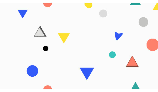 Memphis geometric seamless pattern with abstract shapes on white background