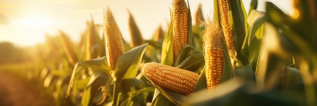 Corn in the field close-up