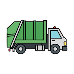 Green Waste Management Truck Illustration