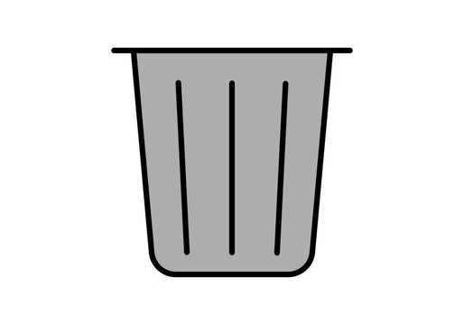Icono de papelera de reciclaje gris con contorno negro 