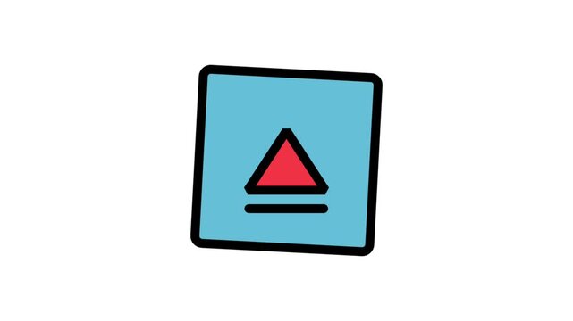 Eject Button icon animation. Animated eject symbol icon used for removing hardware, discs, or external drives in digital interfaces.