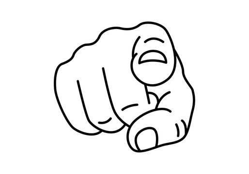 Mano apuntando con el dedo &iacute;ndice hacia el frente en estilo lineal