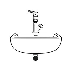 Simple Line Art Bathroom Sink Illustration