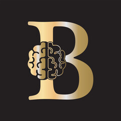 Initial Brain Logo combine with letter B vector template