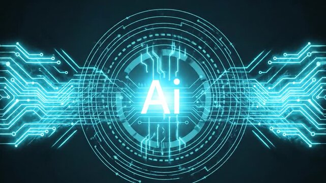 Digital AI Evolution Stream Technology Background with Copy Space