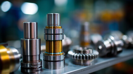 Gears and bearings with mechanism parts display, elements of mechanical blocks and construction components, precision-engineered parts for machinery assembly systems, industrial