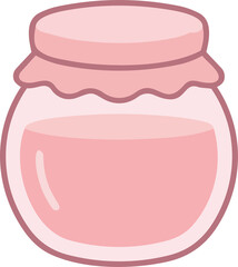 hand drawing illustration of kawaii fruits jam