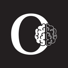 Initial Brain Logo combine with letter O vector template