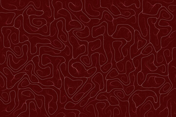 Abstract Red Maroon Topographic Lines, Wavy Contour Texture, Modern Liquid Pattern, Creative Map Wallpaper, Organic Shapes Design, Dark Backdrop