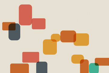 Abstract Retro Orange Shapes, Mid-Century Modern Geometrics, Minimalist Squares Background, Creative Warm Pattern, Vintage Art Design