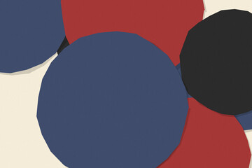 Abstract Geometric Circles, Retro Blue Red Shapes, Minimalist Composition Background, Creative Round Pattern, Modern Art Design