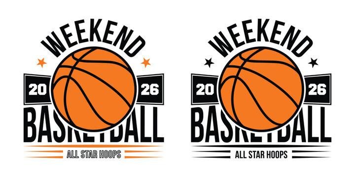 All Star Hoops 2026 Basketball Weekend two Graphic with Vintage Typography and Stars