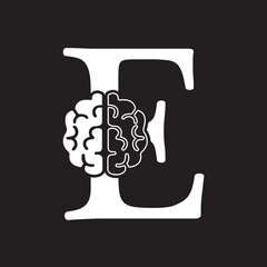 Initial Brain Logo combine with letter E vector template