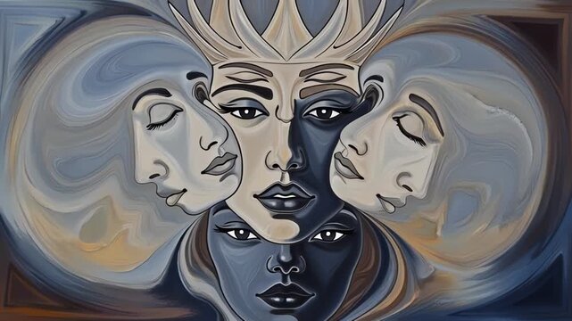 Abstract faces in a painting.