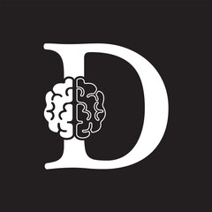 Initial Brain Logo combine with letter D vector template