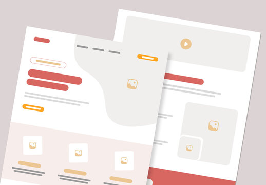 Wireframe Landing Page Template for Website Prototyping UX Design