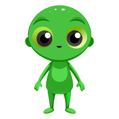 Obraz premium Cute Green Alien Cartoon Character Illustration Isolated on White Background.