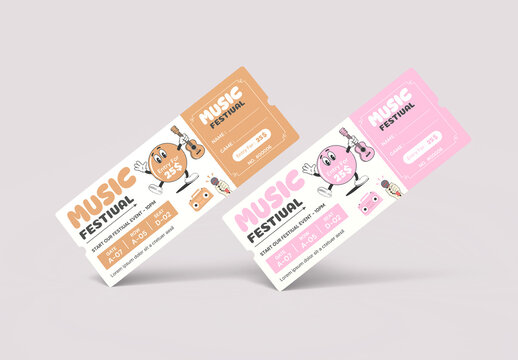 Vintage Style Music Event Ticket Template for Party