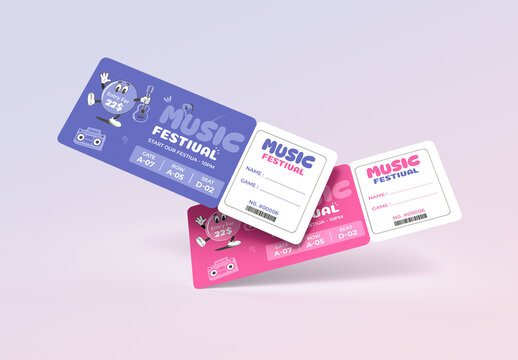 Creative Music Festival Event Ticket Template with Illustration