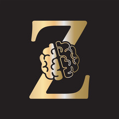 Initial Brain Logo combine with letter Z vector template
