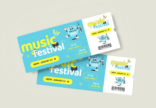 Music Festival Event Ticket Design Layout