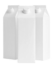 1000ml milk or juice carton square package with cap isolated. Front view. 3D rendering illustration. Transparent PNG image.