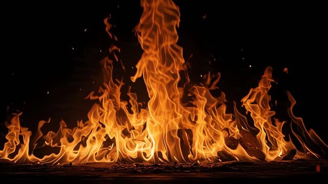 Flames burning against a black background.