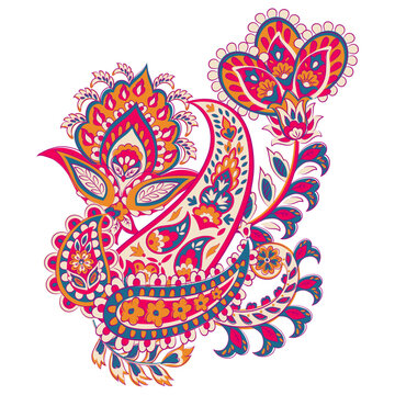 Damask Paisley Floral isolated vector ornament