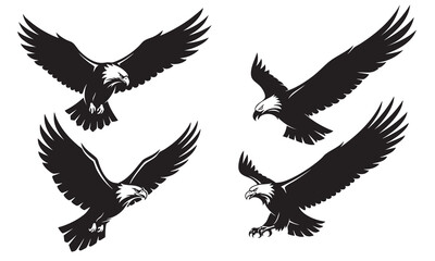 Obraz premium Flying Eagle Silhouettes Set