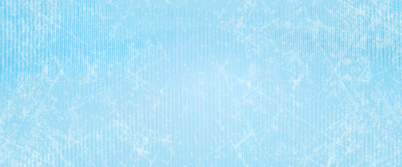 Scratched ice surface texture. Blue ice background with skate traces, cracks, scratches. Rough winter sport rink backdrop. Frozen lake or pond water wallpaper with dots, spot and lines. Eps10