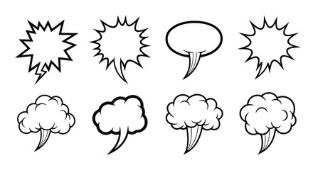 Comic book speech bubbles and thought clouds set. © Muginandaru
