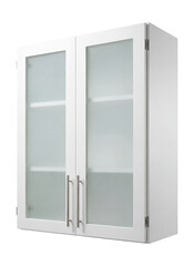 Double-door wall-mounted cabinet with frosted glass.