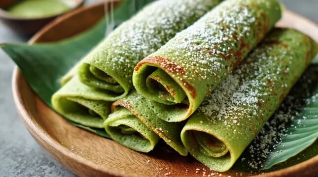 Dadar Gulung Traditional Indonesian Coconut Pancake