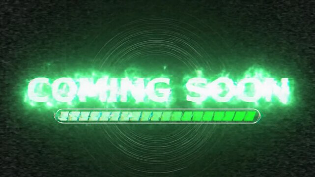 Glitch Motion Graphic of 'Coming Soon' Text with Copy Space
