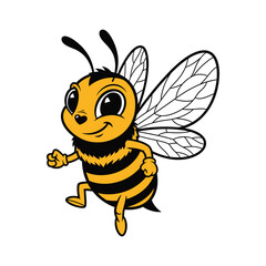 Fototapeta premium Cute cartoon bee character running with a happy smile