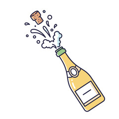 Champagne Bottle Popping Cork Celebration Splash