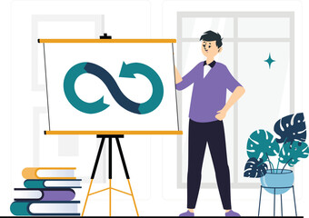 Fototapeta premium Flat DevOps Lifecycle Illustrations for Software Development and Engineering