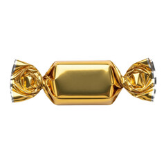 Golden wrapped candy isolated on transparent background