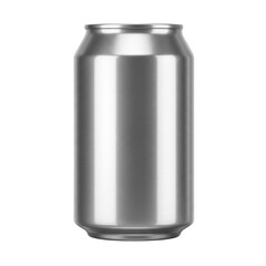 Empty silver aluminum can isolated on transparent background