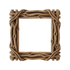 Rustic square wreath frame isolated on transparent background