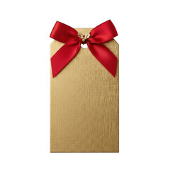 Elegant gift box with red bow isolated on transparent background