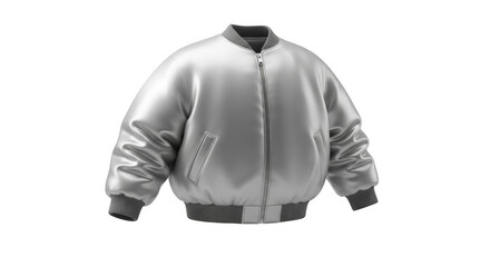 Sleek Silver Bomber Jacket 3d Render On Black Background