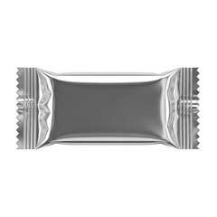 Shiny silver foil wrapped candy isolated on transparent background