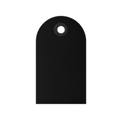 Blank black tag with hole isolated on transparent background