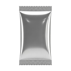 Shiny silver sachet isolated on transparent background