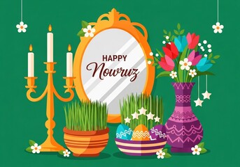 Naklejka premium Celebrating nowruz with traditional decorations