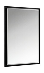 Rectangular wall mirror with a sleek black metal frame.