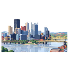 Fototapeta premium Pittsburgh Skyline with Bridges and River
