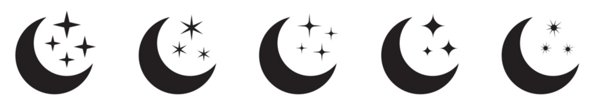 Half Moon and Star Icons Collection