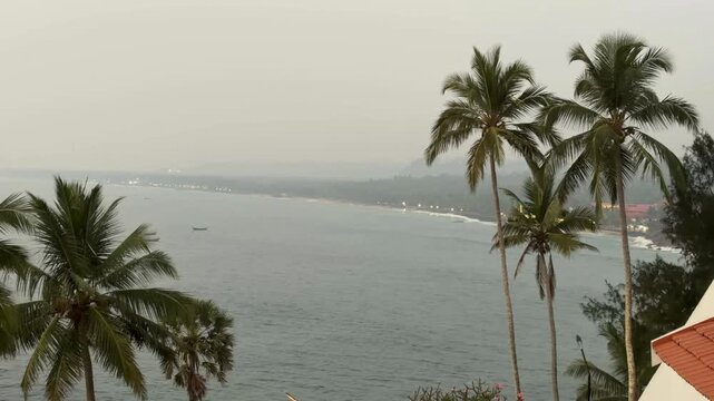 Aerial shot of Kovalam beach in Thiruvananthapuram